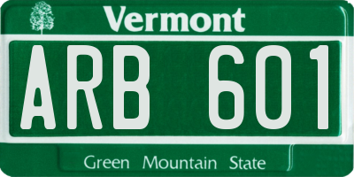 VT license plate ARB601