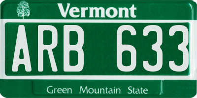 VT license plate ARB633