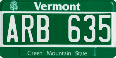 VT license plate ARB635