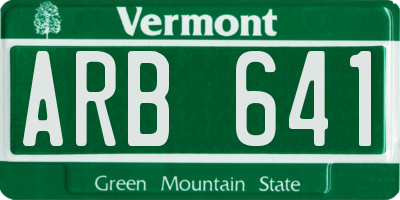 VT license plate ARB641