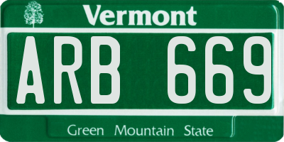 VT license plate ARB669