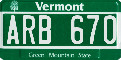 VT license plate ARB670