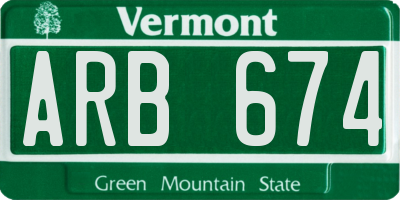 VT license plate ARB674