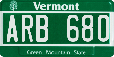 VT license plate ARB680