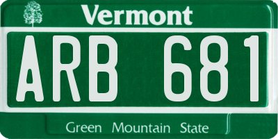 VT license plate ARB681