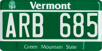 VT license plate ARB685