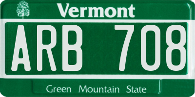 VT license plate ARB708