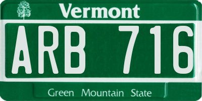 VT license plate ARB716