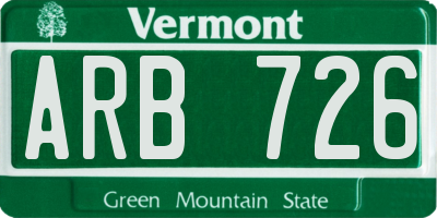 VT license plate ARB726