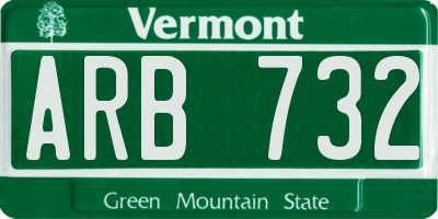 VT license plate ARB732