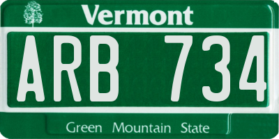 VT license plate ARB734