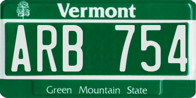VT license plate ARB754