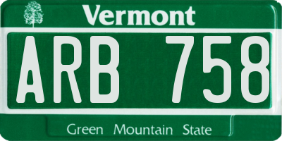 VT license plate ARB758