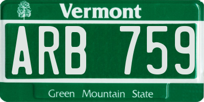 VT license plate ARB759