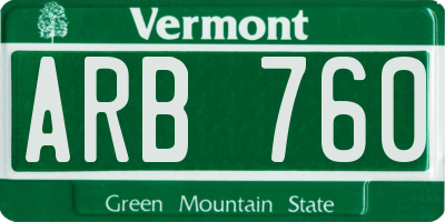 VT license plate ARB760