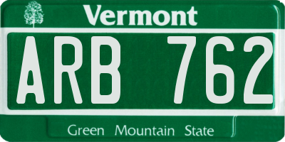 VT license plate ARB762