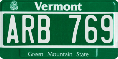 VT license plate ARB769