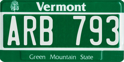 VT license plate ARB793