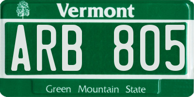 VT license plate ARB805