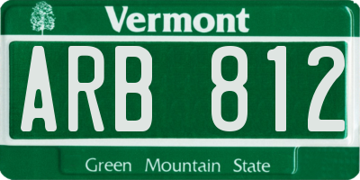 VT license plate ARB812