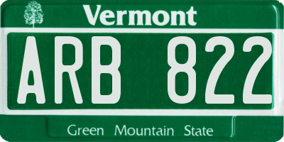 VT license plate ARB822
