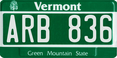 VT license plate ARB836