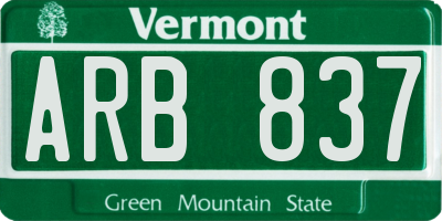 VT license plate ARB837