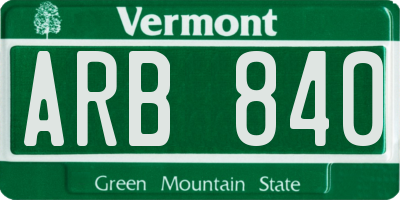 VT license plate ARB840
