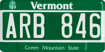 VT license plate ARB846