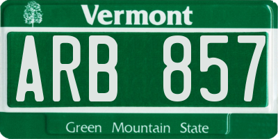 VT license plate ARB857