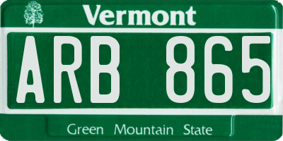 VT license plate ARB865
