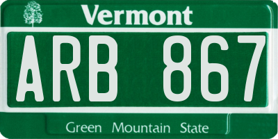 VT license plate ARB867