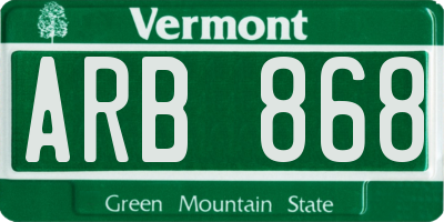 VT license plate ARB868