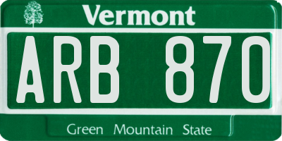 VT license plate ARB870