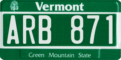 VT license plate ARB871