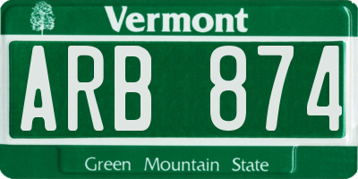 VT license plate ARB874