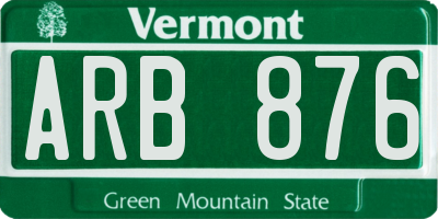 VT license plate ARB876