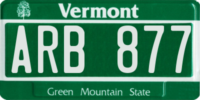 VT license plate ARB877