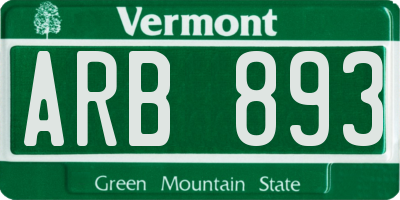 VT license plate ARB893