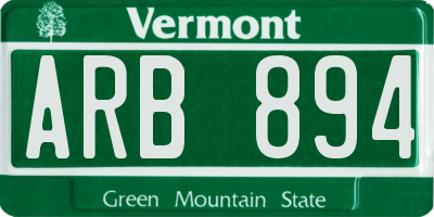 VT license plate ARB894
