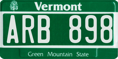 VT license plate ARB898