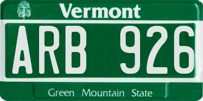 VT license plate ARB926