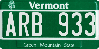 VT license plate ARB933