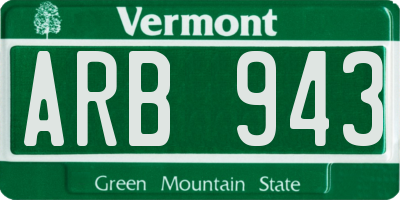 VT license plate ARB943
