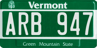 VT license plate ARB947