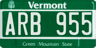 VT license plate ARB955