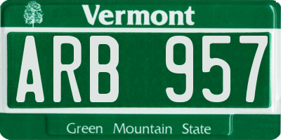 VT license plate ARB957