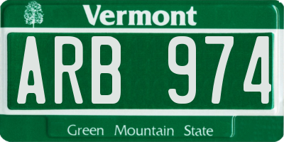 VT license plate ARB974