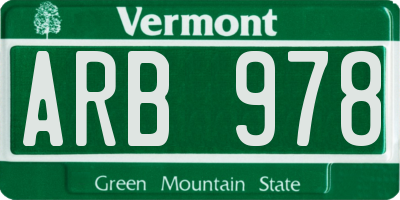 VT license plate ARB978
