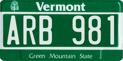 VT license plate ARB981